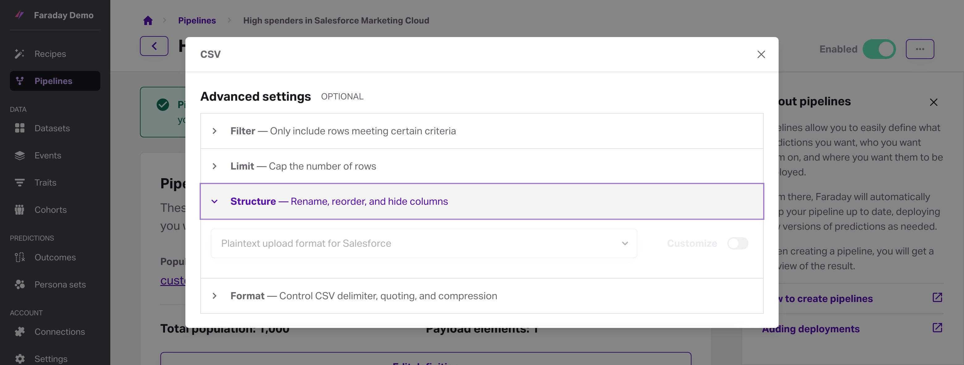 Screenshot of the second page of the new target form, filled out